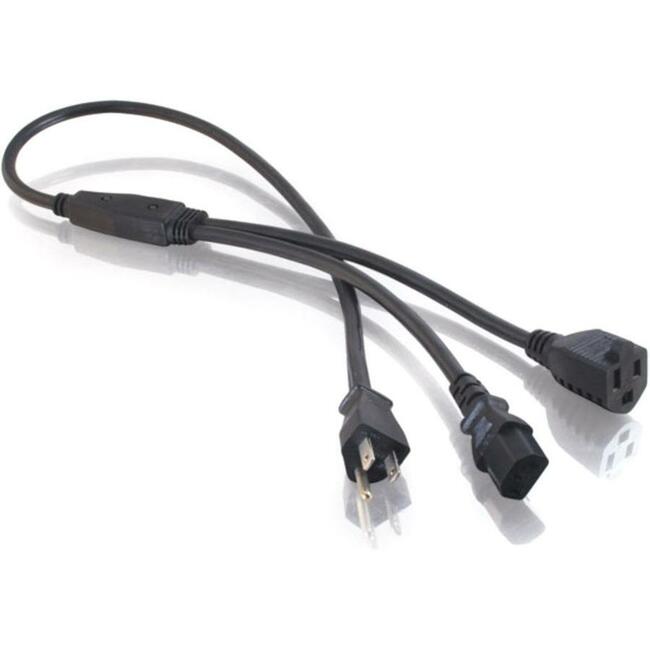 C2G 3ft 16 AWG 1-to-2 Power Cord Splitter (NEMA 5-15P to 1 NEMA 5-15R + 1 IEC320C13) Default Title