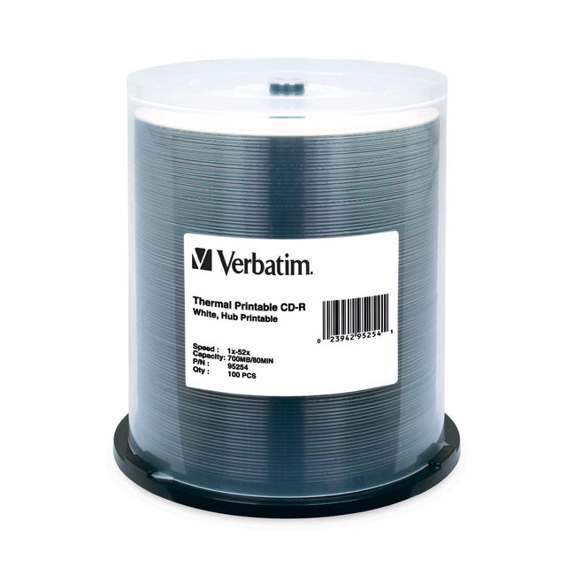 Verbatim CD-R 700MB 52X White Thermal Printable, Hub Printable - 100pk Spindle - Computers & Electronics