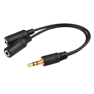 AddOn 5-Pack of 8in 3.5mm Audio Input Male to 2x 3.5mm Audio Output Female Black Audio Splitters - Computers & Electronics