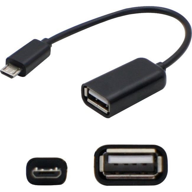 AddOn 5-Pack of 5in Micro-USB 2.0 (B) Male to USB 2.0 (A) Female Black On-the-Go Cables - Computers & Electronics