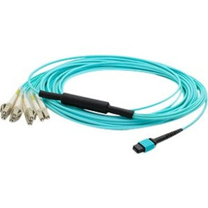 AddOn 10m Juniper Networks MTP-4LC-M10M Compatible MPO (Female) to 8xLC (Male) 8-strand Aqua OM3 Fiber Fanout Cable