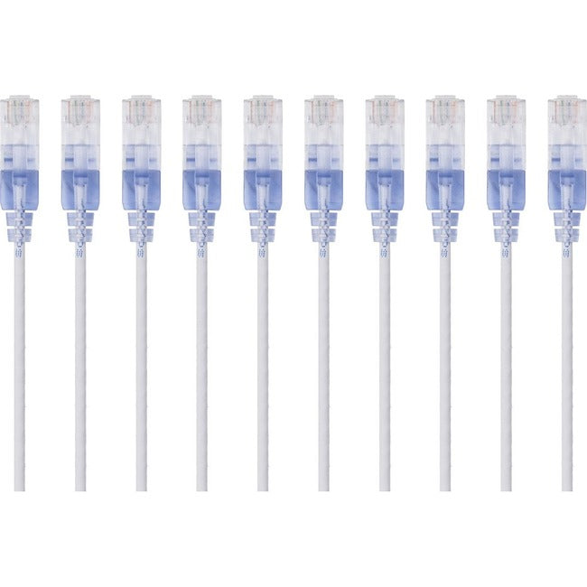 Monoprice 10-Pack, SlimRun Cat6A Ethernet Network Patch Cable, 7ft White - Computers & Electronics