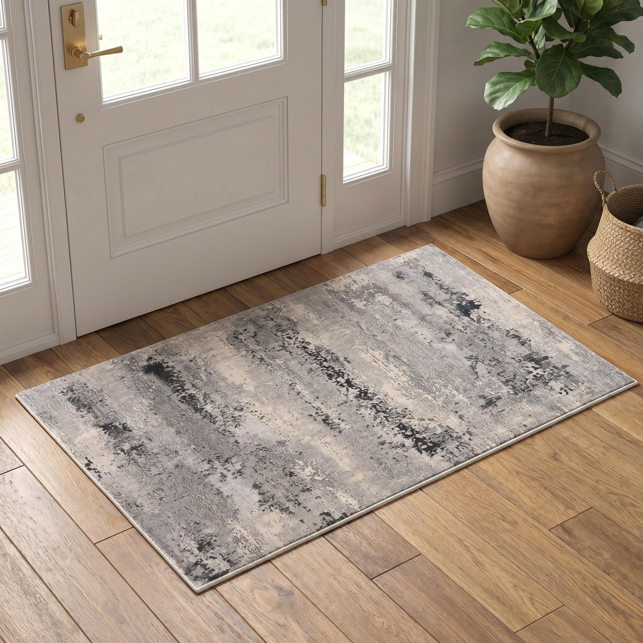 3' X 5' Gray And Beige Abstract Area Rug - Home & Garden