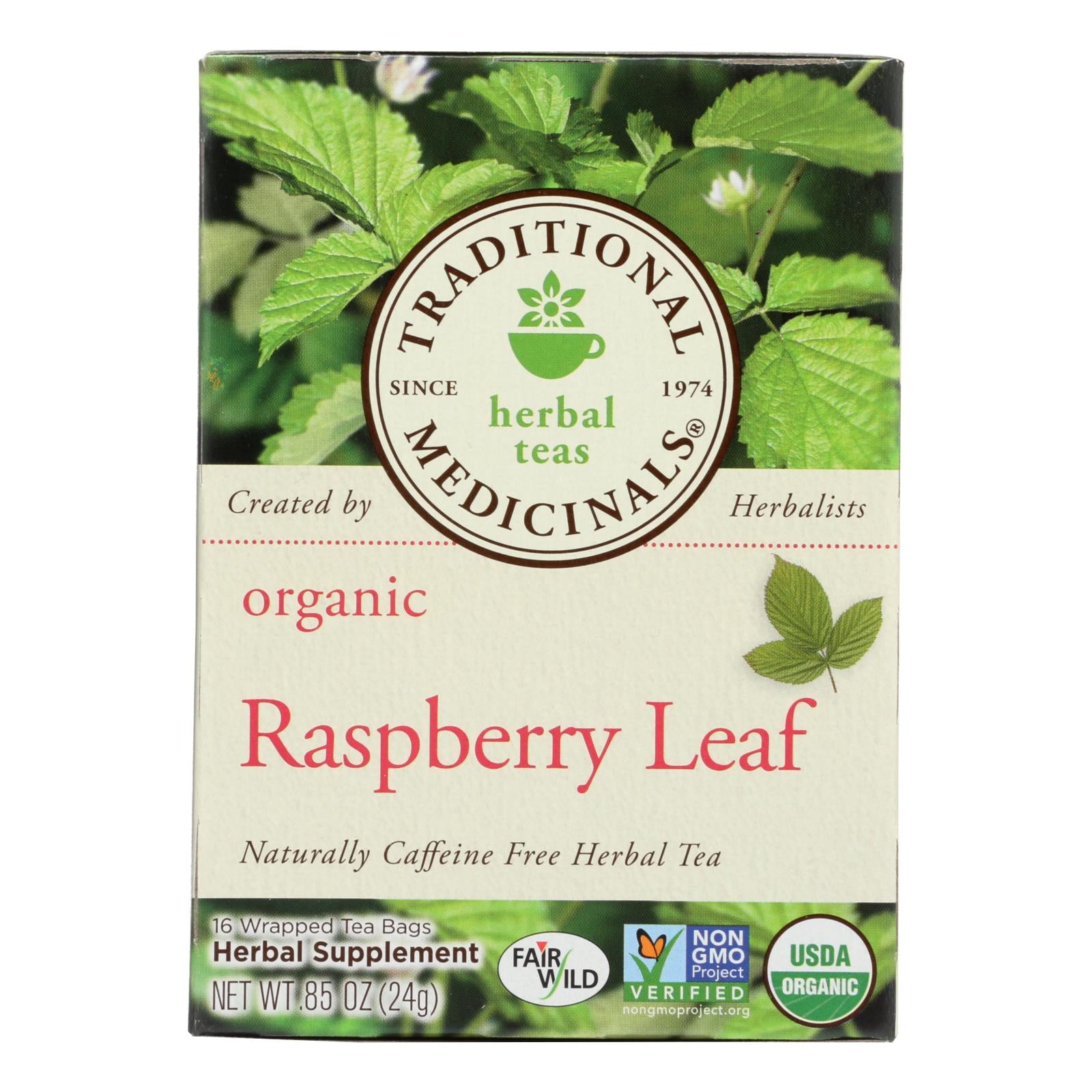 Traditional Medicinals Organic Raspberry Leaf Herbal Tea - 16 Tea Bags - Case Of 6 - GreatEagleInc
