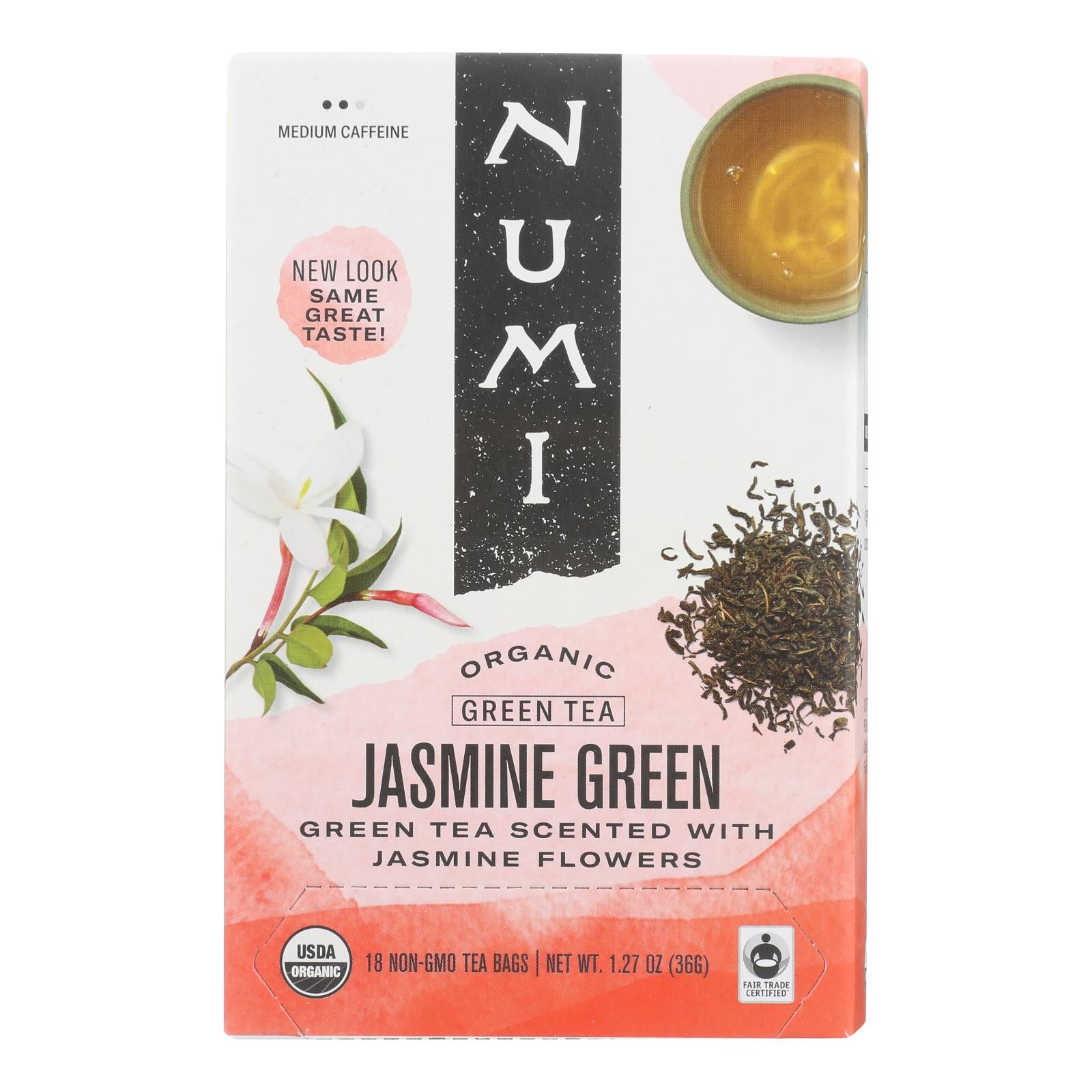 Numi Organic Tea Jasmine Green - 18 Tea Bags - Case Of 6 - GreatEagleInc