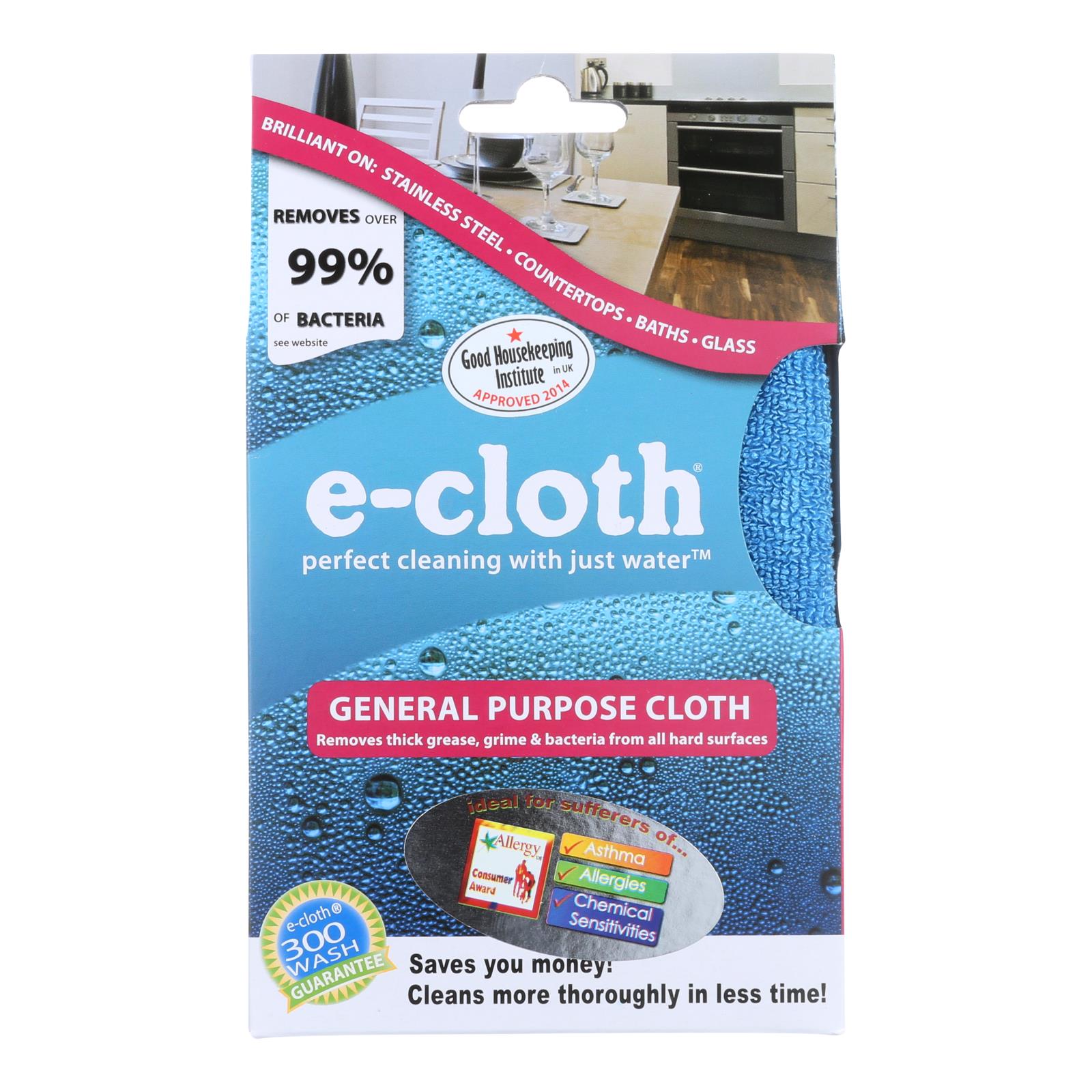 E-cloth General Purpose Cloth 12.5" X 12.5" Inches - 1 Cloth - Eco-Friendly Home & Grocery