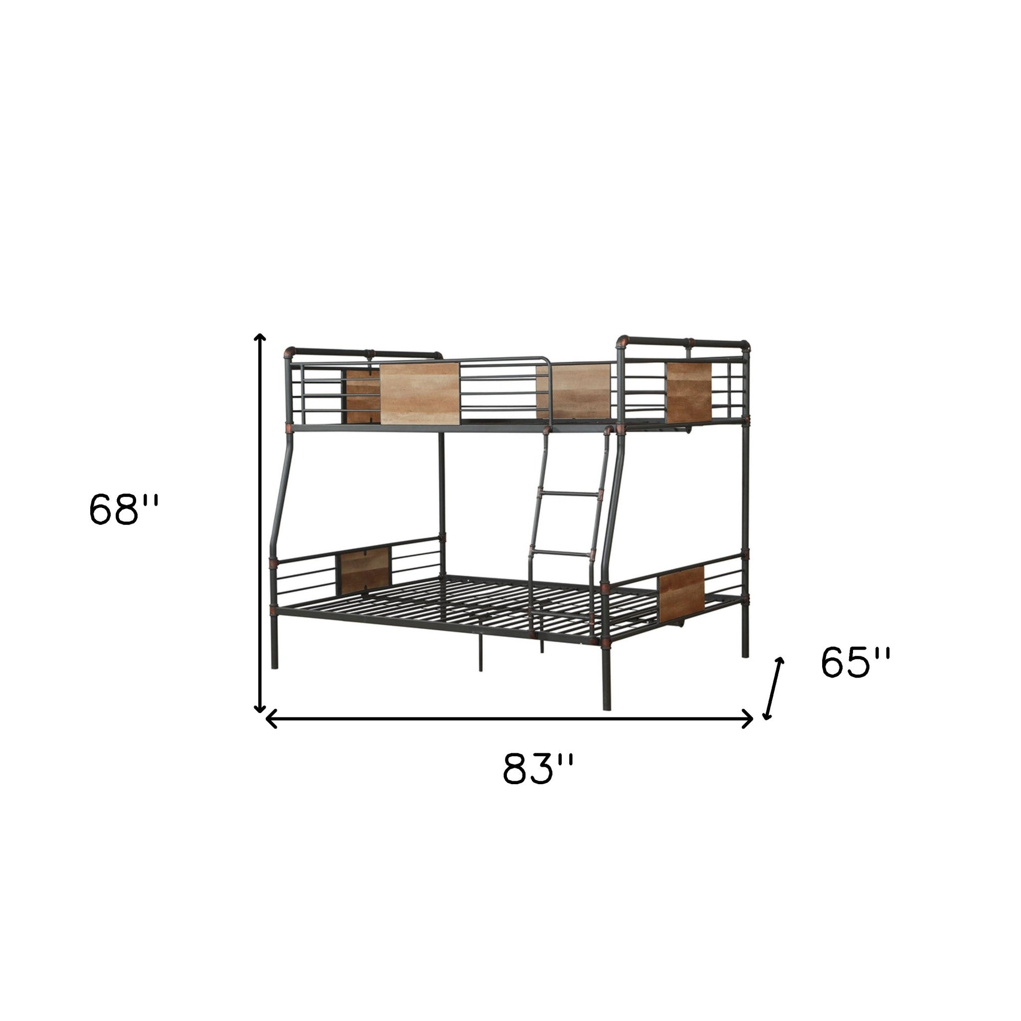 Black And Sand Full XL Over Queen Metal Bunk Bed - Bed & Bath