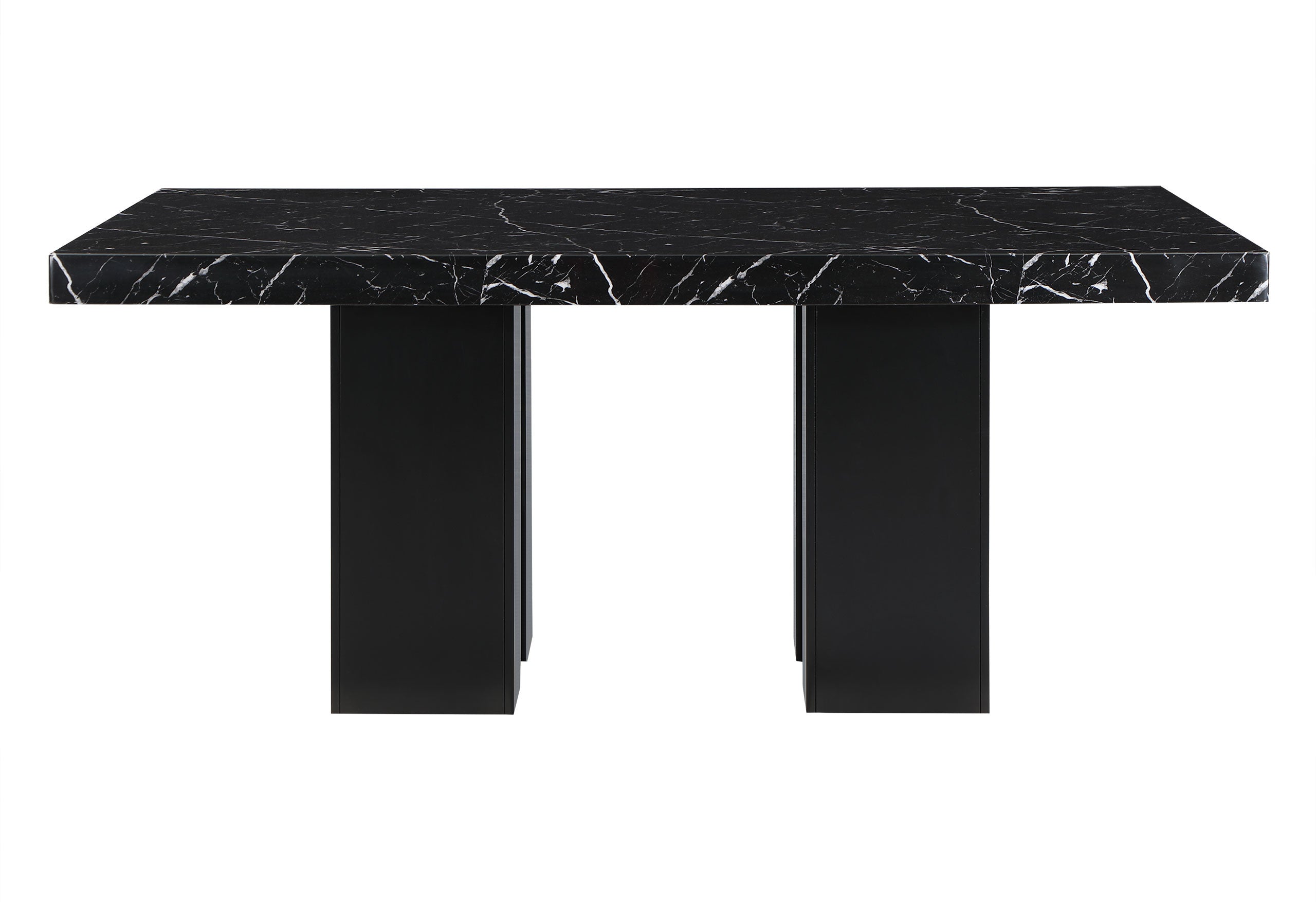 70" Black Faux Marble and Wood Double Pedestal Base Dining Table - Kitchen & Dining
