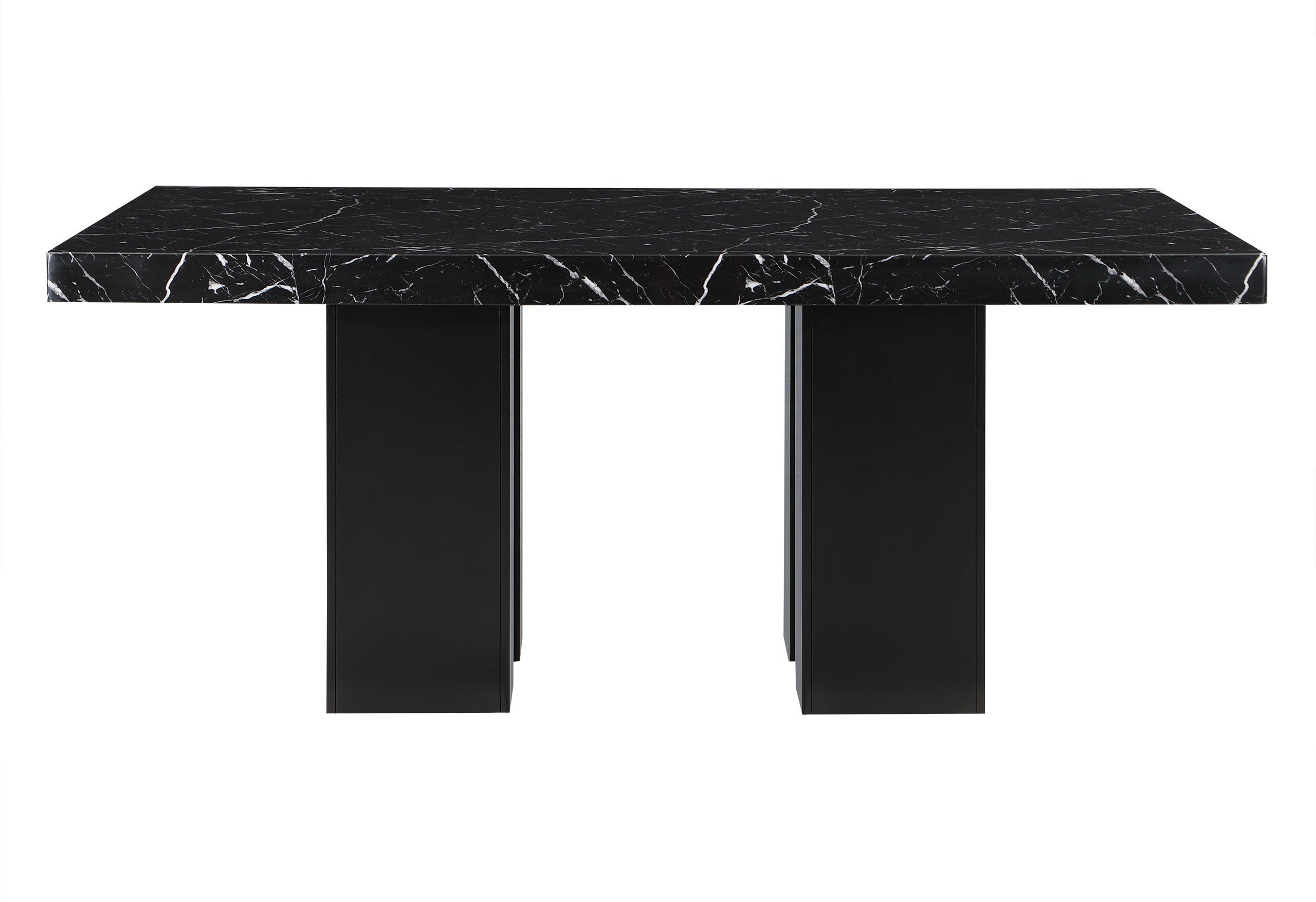 70" Black Faux Marble and Wood Double Pedestal Base Dining Table - Kitchen & Dining