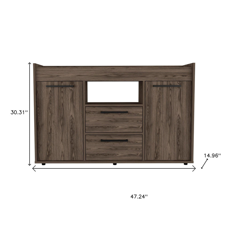 47" Walnut Wood Two Drawer Sideboard with Two Doors - Kitchen & Dining