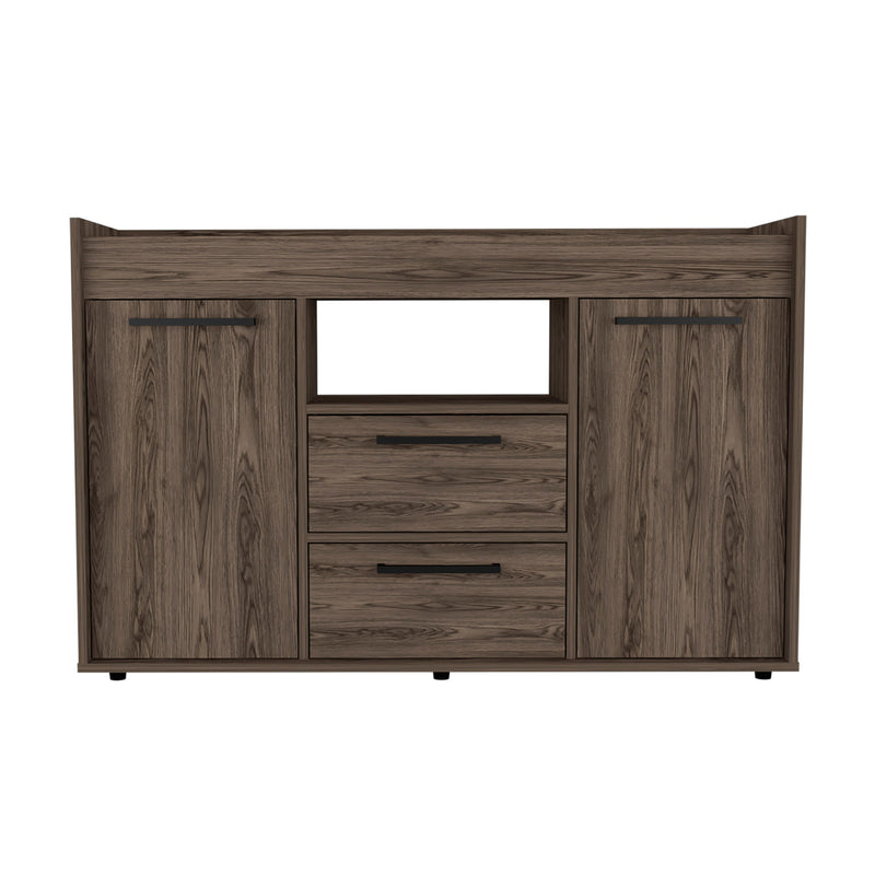 47" Walnut Wood Two Drawer Sideboard with Two Doors - Kitchen & Dining