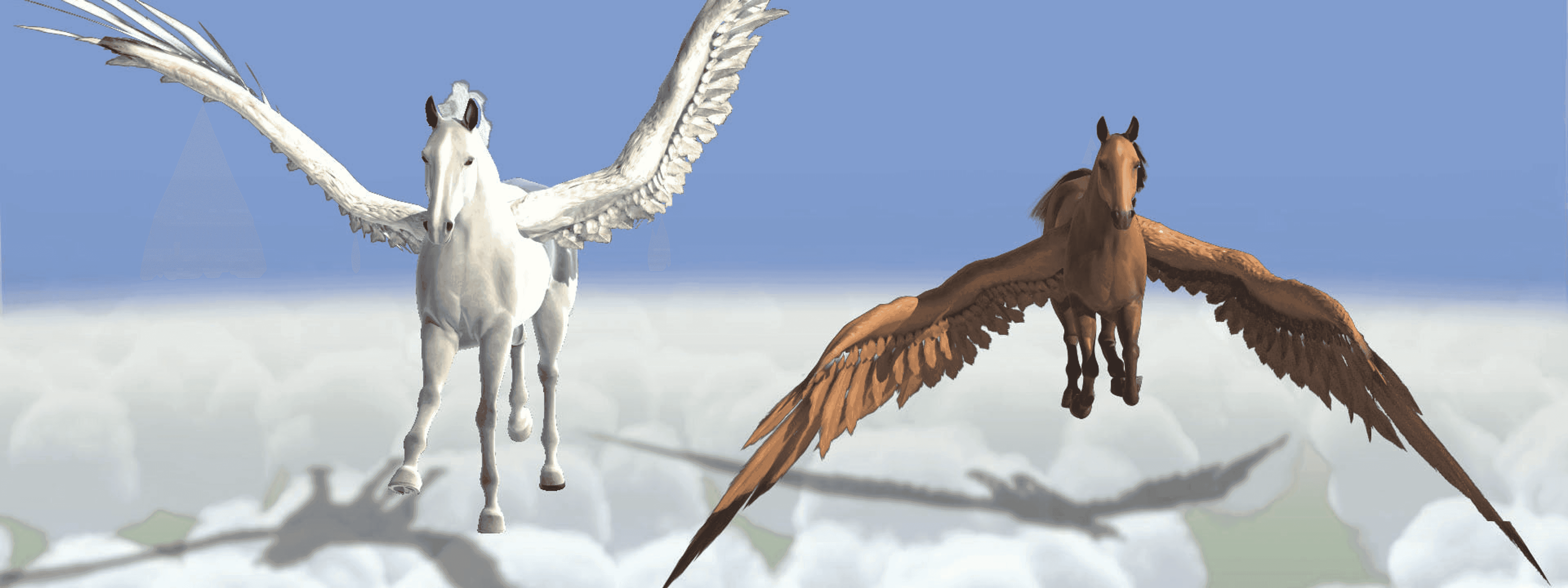 Pegasus and brown horse motion bookmark with wings, on a ruled 6-inch strip