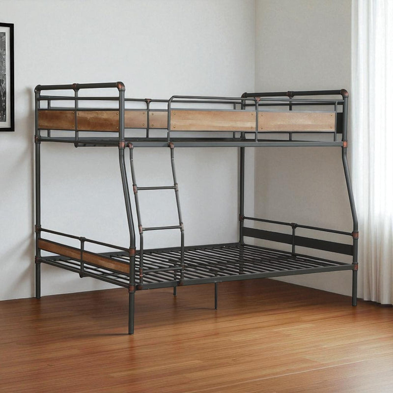 Dark Brown Full Industrial Metal Bunk Bed - Bed & Bath