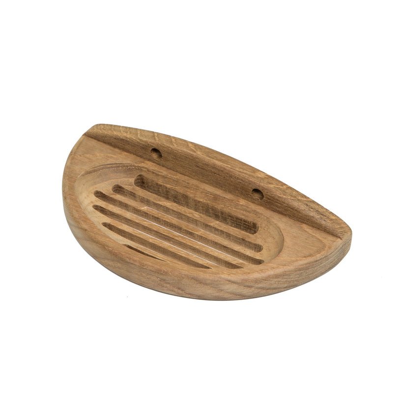 Traditional Solid Teak Wall Mount Oval Soap Dish - Bed & Bath