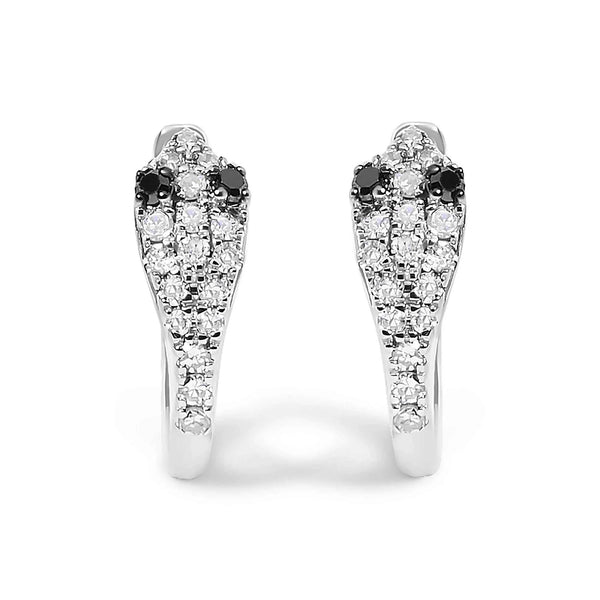 10K White Gold 1/5 Cttw Diamond Snake Eyes Huggy Hoop Earrings Default Title