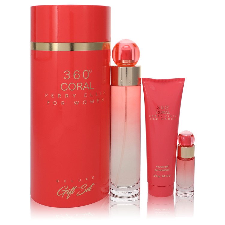 Perry Ellis 360 Coral by Perry Ellis Gift Set -- 3.4 oz Eau de Parfum Spray + .25 oz Mini EDP Spray + 3 oz Shower Gel for Women Default Title