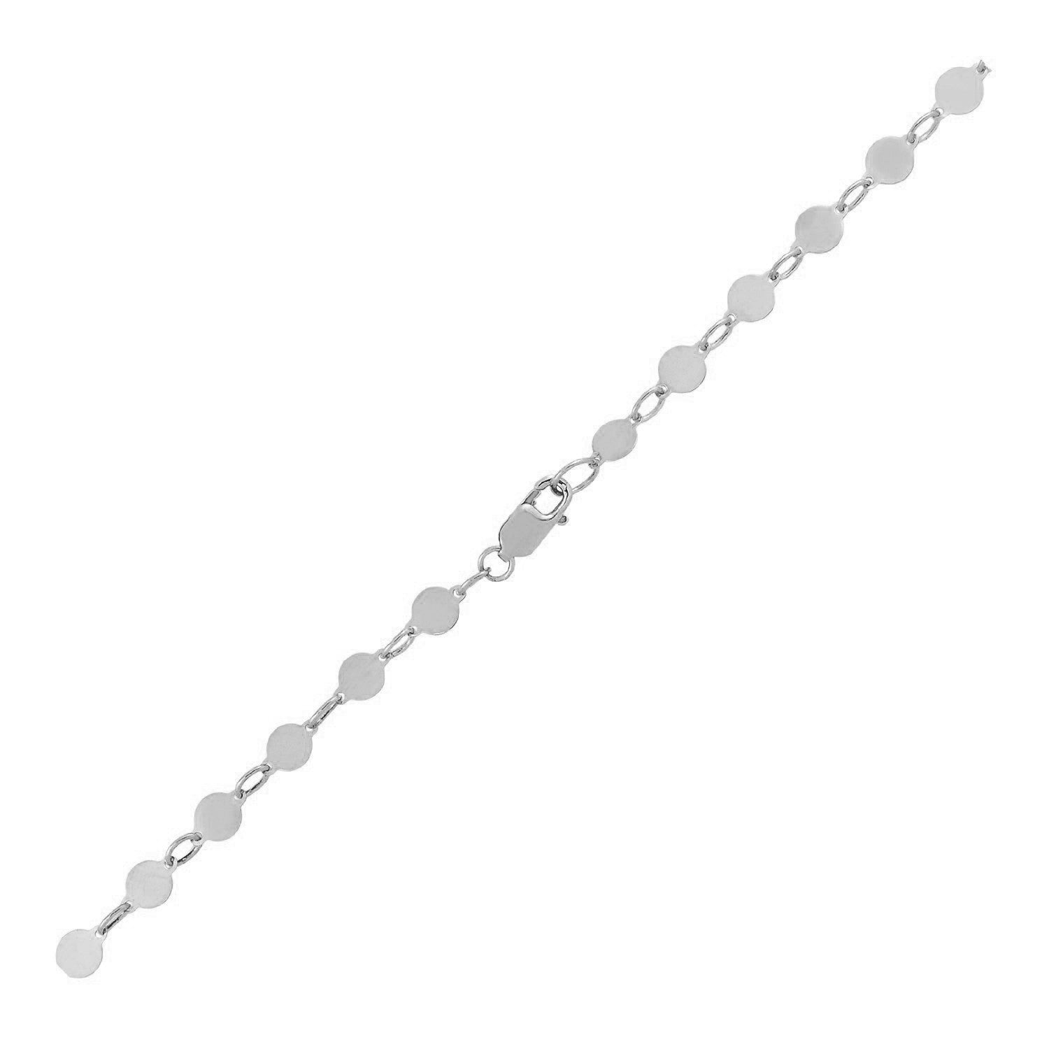 14k White Gold Bracelet with Polished Circles 7"