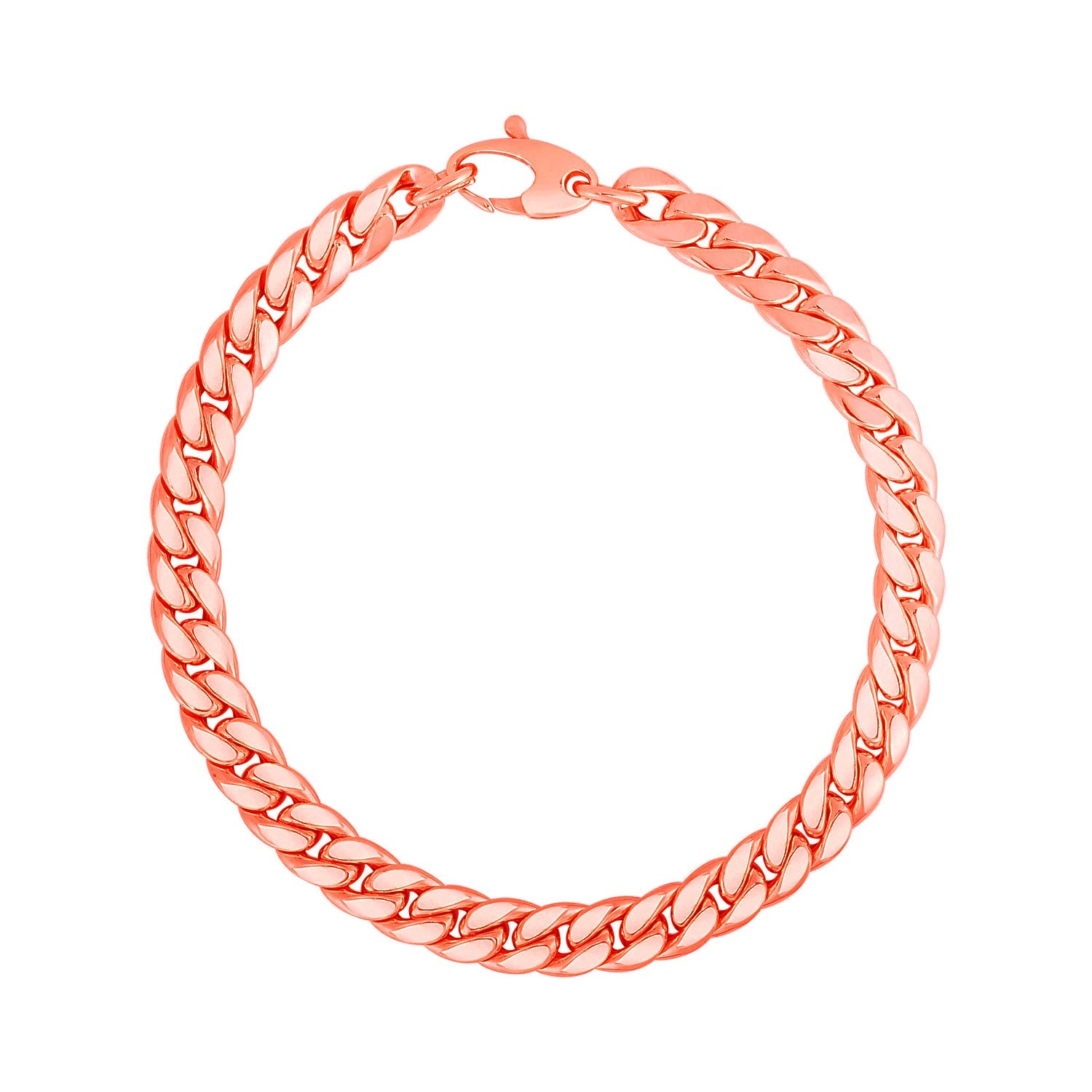 14K Rose Gold Cuban Link Bracelet 7.25"