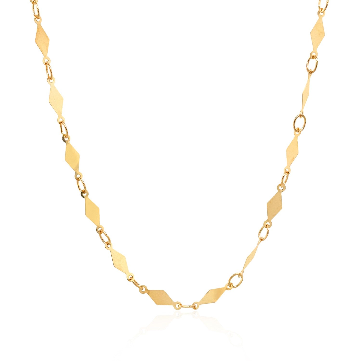 14K Yellow Gold Polished Diamond Motif Chain (3.0mm) - 16.25" - Jewelry