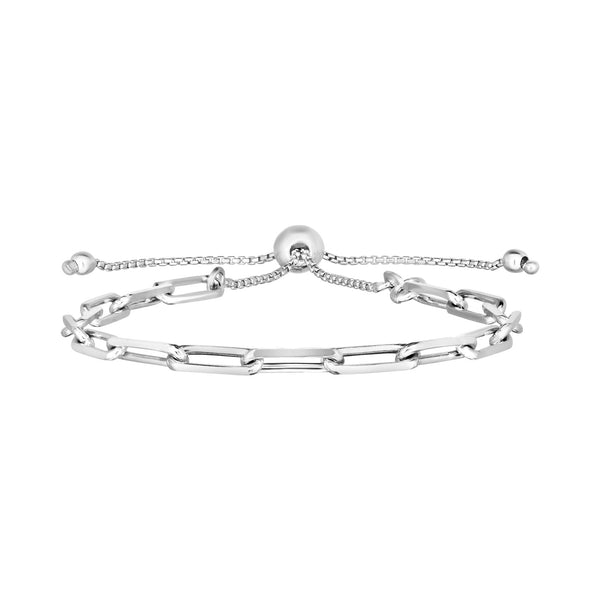 Sterling Silver Paperclip Chain Adjustable Bracelet - 9.25" - Apparel & Accessories