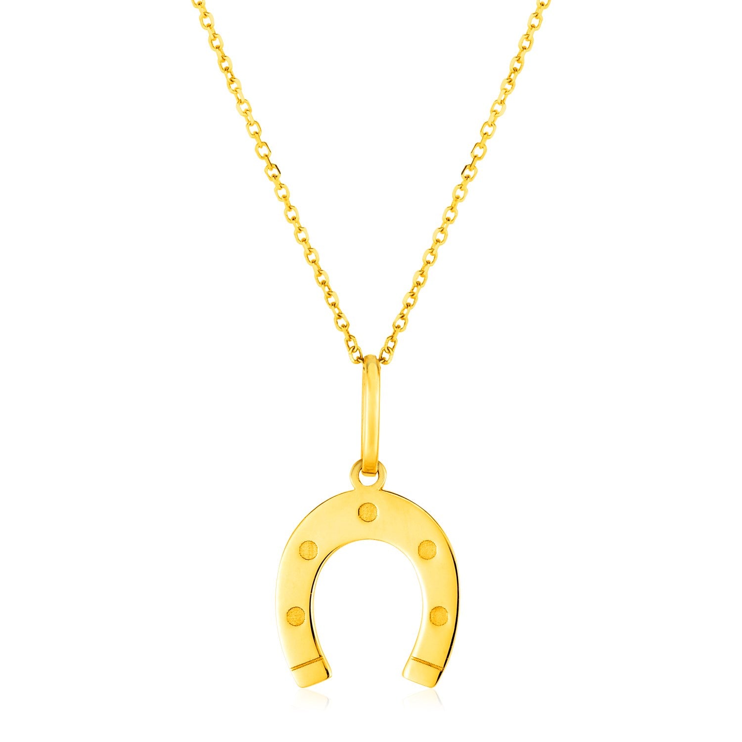 14K Yellow Gold Necklace with Horseshoe - 18" - Apparel & Accessories