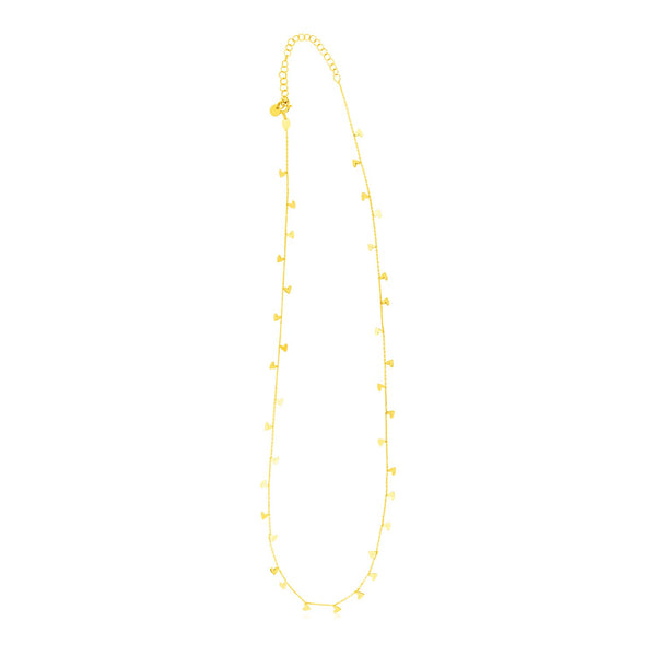 14K Yellow Gold Necklace with Dangling Hearts - 18" - Apparel & Accessories