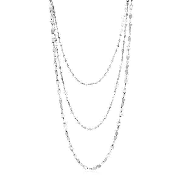 Sterling Silver Three Strand Marina Link Necklace - 16" - Apparel & Accessories