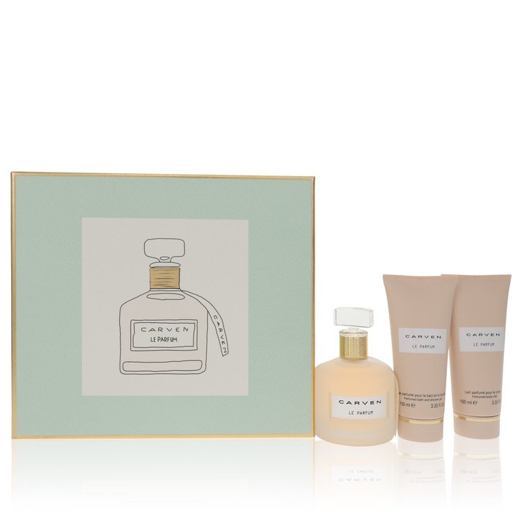 Carven Le Parfum by Carven Gift Set -- 3.4 oz Eau De Parfum Spray + 3.4 oz Body Milk + 3.4 oz  Shower Gel for Women -…