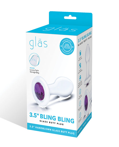 Glas 3.5" Bling Bling Glass Butt Plug - Clear - GreatEagleInc
