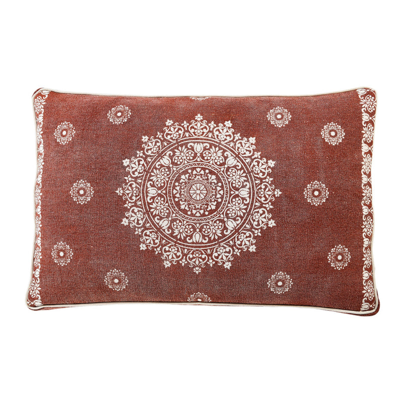 24" X 36" Stonewashed Red Medallion Pillow Style Pet Bed With Removable Cover - Bed & Bath