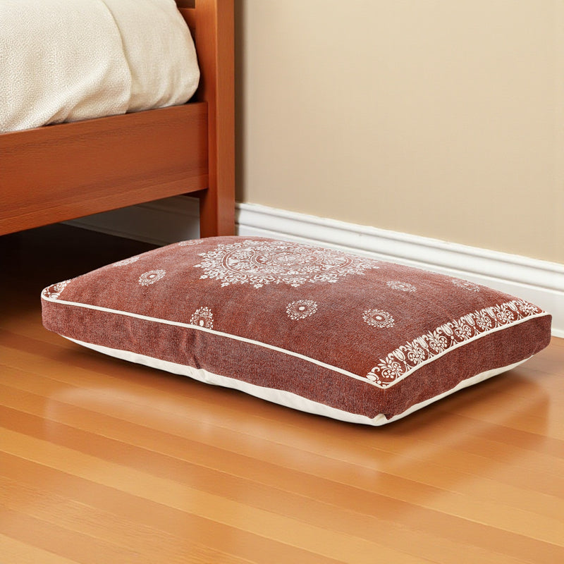 24" X 36" Stonewashed Red Medallion Pillow Style Pet Bed With Removable Cover - Bed & Bath