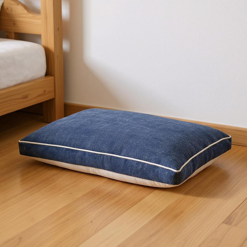 24" X 36" Stonewashed Blue Pillow Style Pet Bed With Removable Cover - Bed & Bath