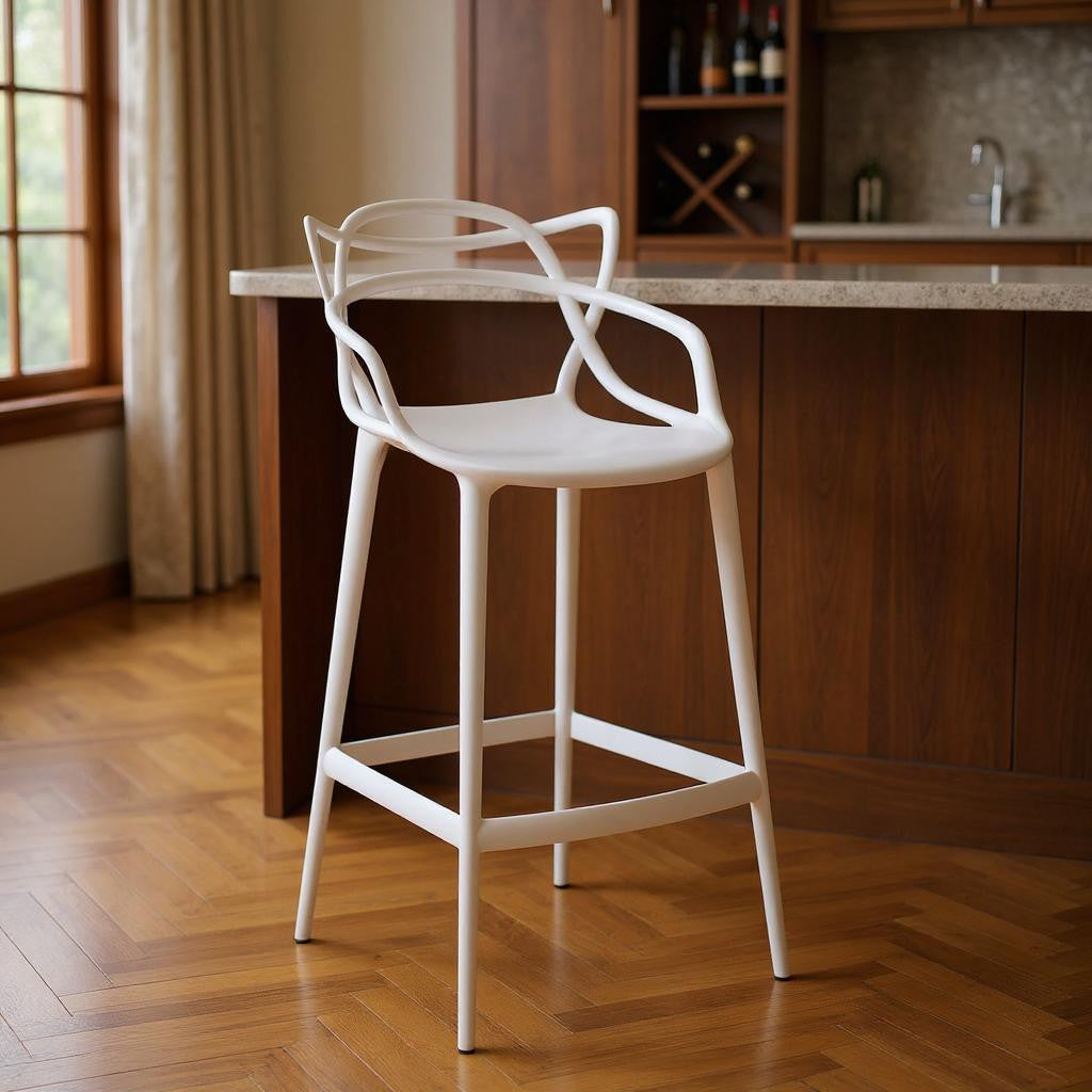 31" White Heavy Duty Plastic Bar Height Bar Chair