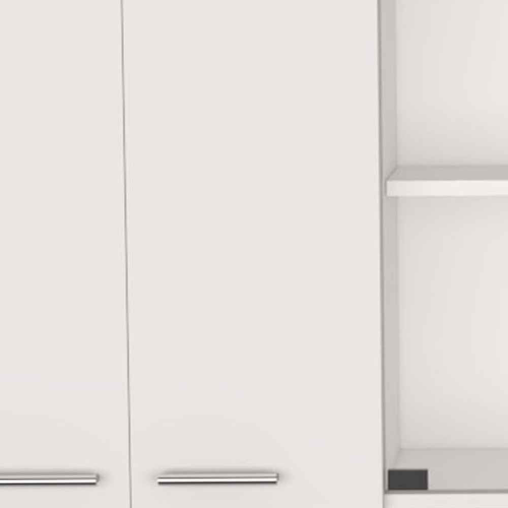 59" White Wood Wall Mounted China Cabinet With Six Doors