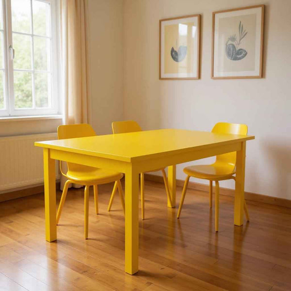 60" Yellow Solid Wood Dining Table