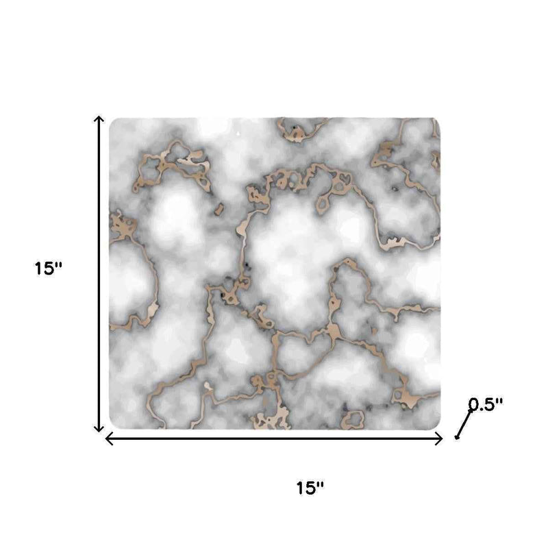 15" X 15" Gray And Gold Abstract Agglomerated cork Square Placemats