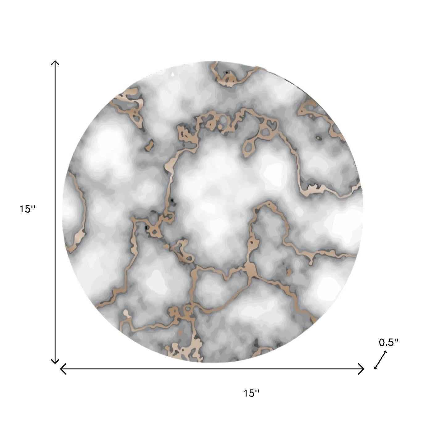 15" Set of Two Gold And Gray Abstract Round Placemats