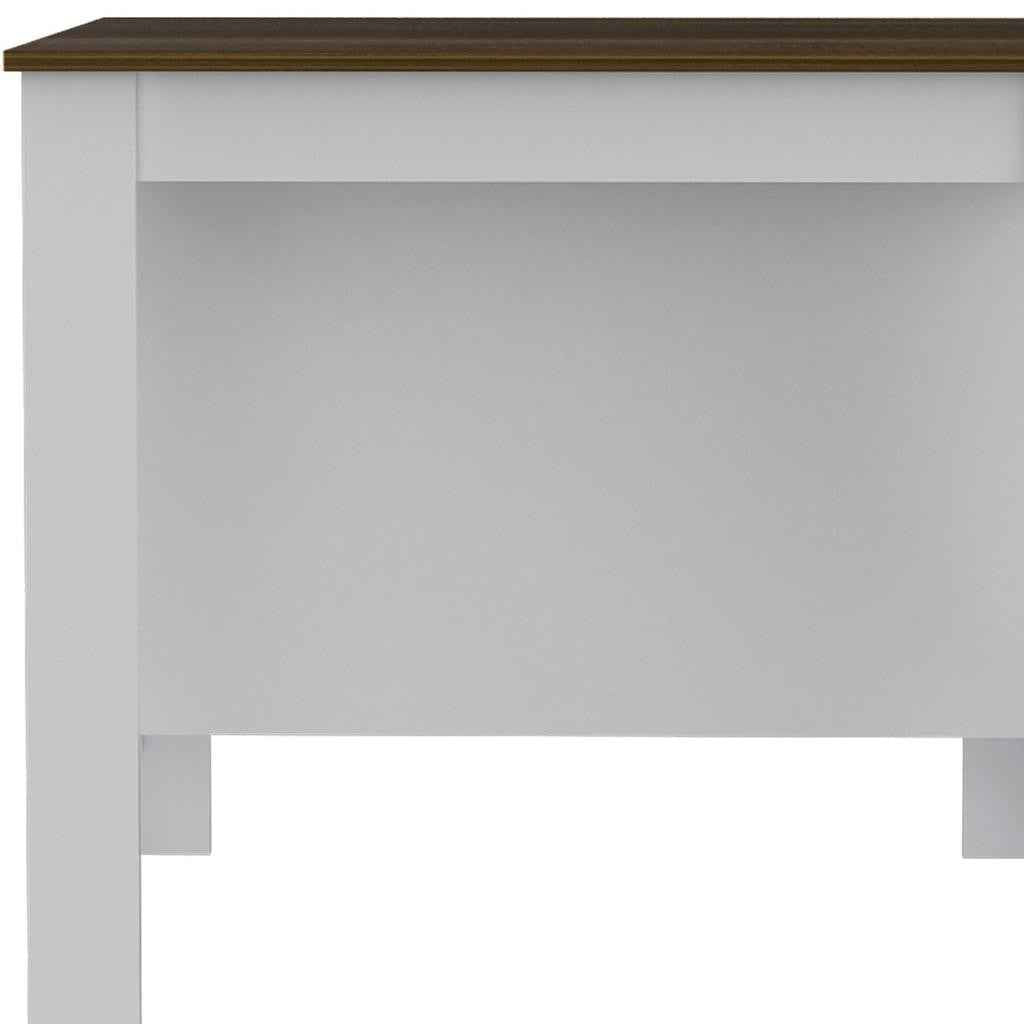 White and Brown 41" Kitchen Island With Storage