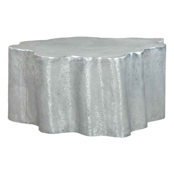 37" Silver Aluminum Free Form Solid Coffee Table