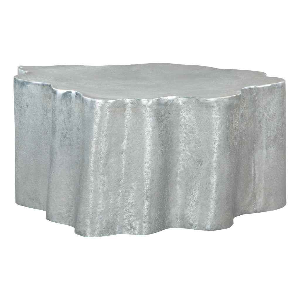 37" Silver Aluminum Free Form Solid Coffee Table