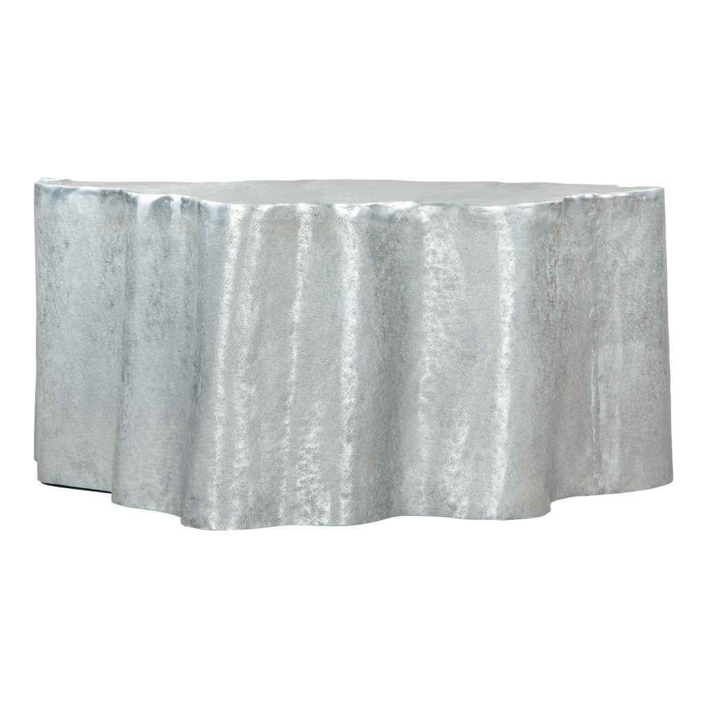 37" Silver Aluminum Free Form Solid Coffee Table