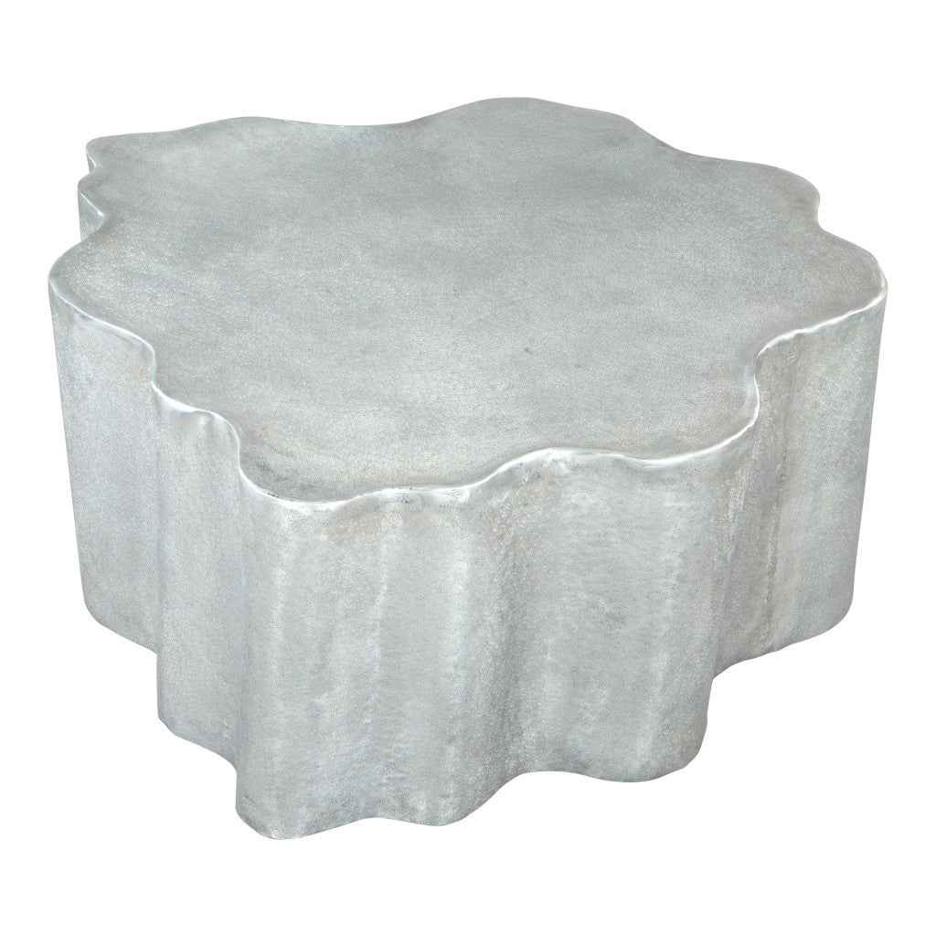 37" Silver Aluminum Free Form Solid Coffee Table