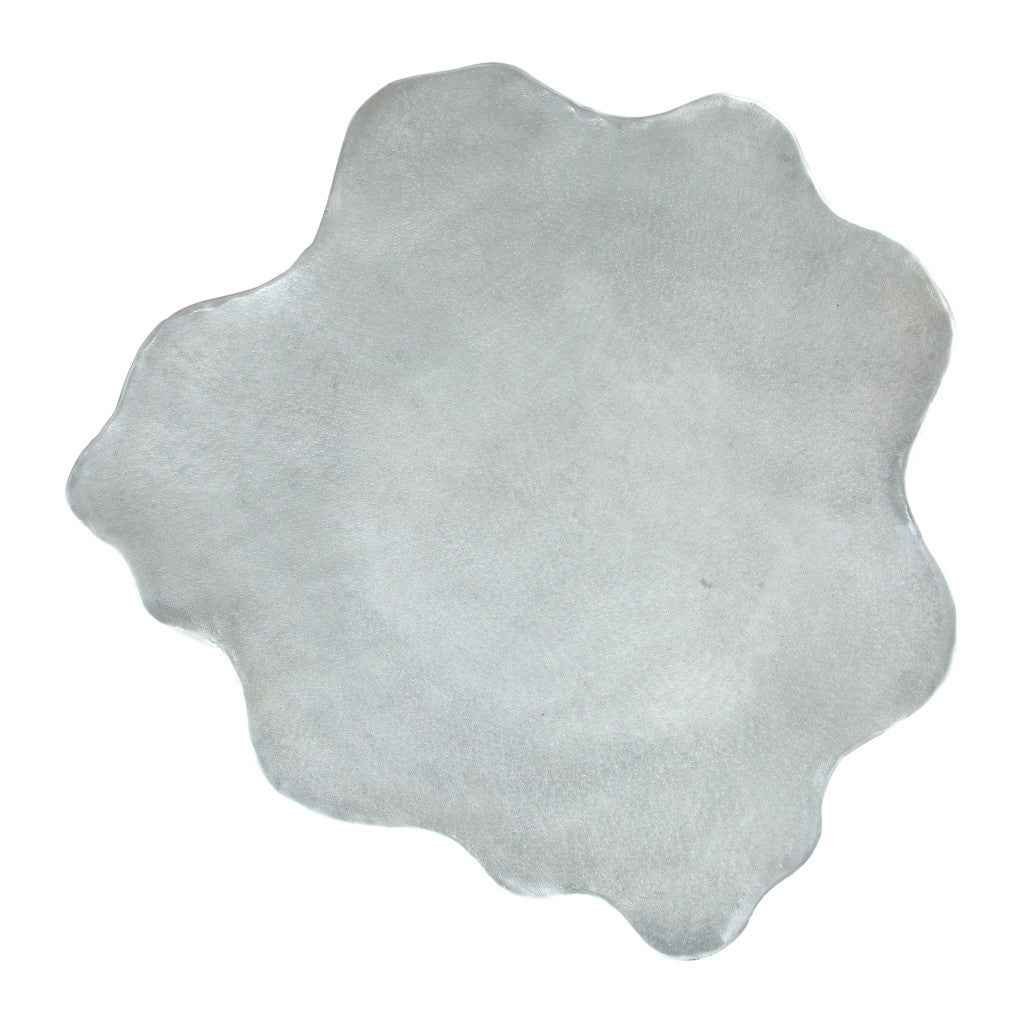 37" Silver Aluminum Free Form Solid Coffee Table