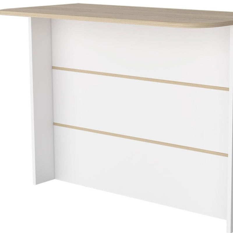 White and Natural 47" Kitchen Island With Storage - Kitchen & Dining