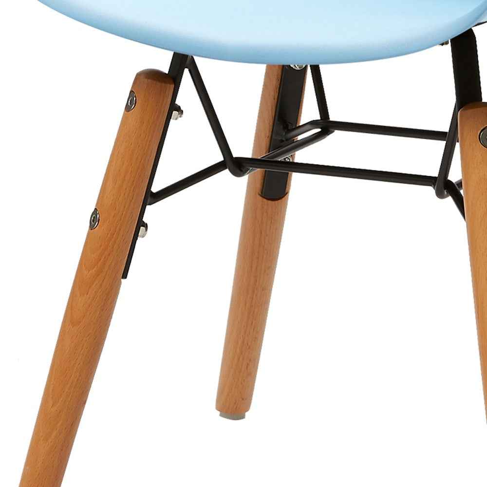 Set Of Four Blue And Brown Heavy Duty Plastic And Wood Juvenile Side Chairs