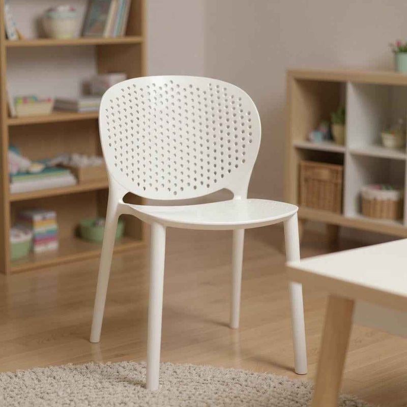 Set Of Four White Heavy Duty Plastic Juvenile Chairs