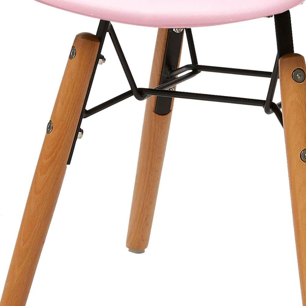 Set Of Four Pink And Brown Heavy Duty Plastic And Wood Juvenile Side Chairs