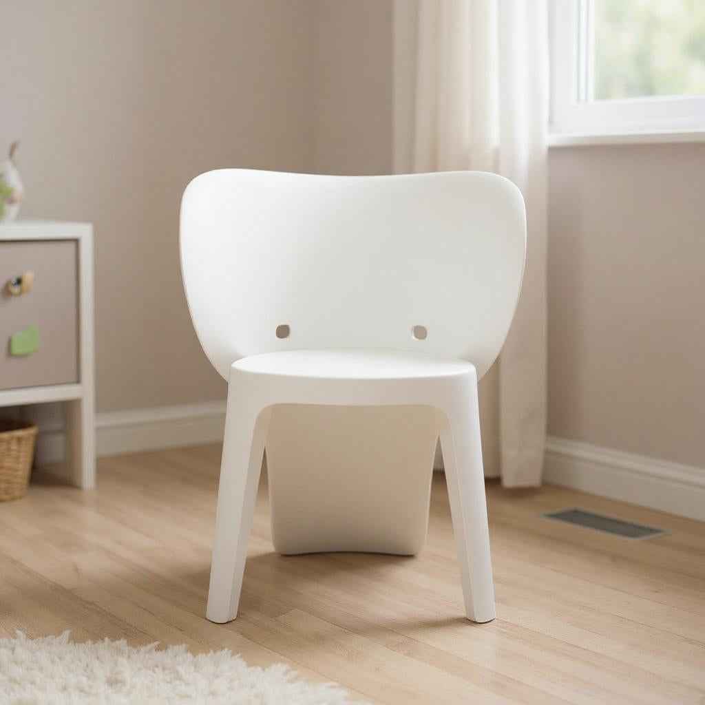 Set Of Four White Heavy Duty Plastic Juvenile Chairs