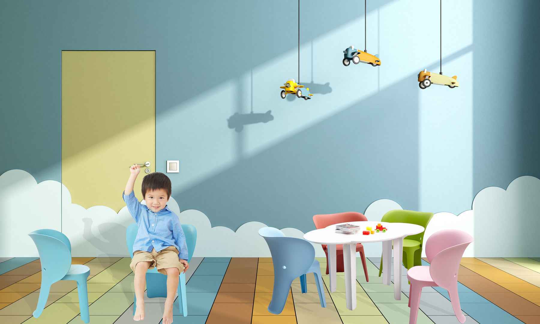 Set Of Four White Heavy Duty Plastic Juvenile Chairs