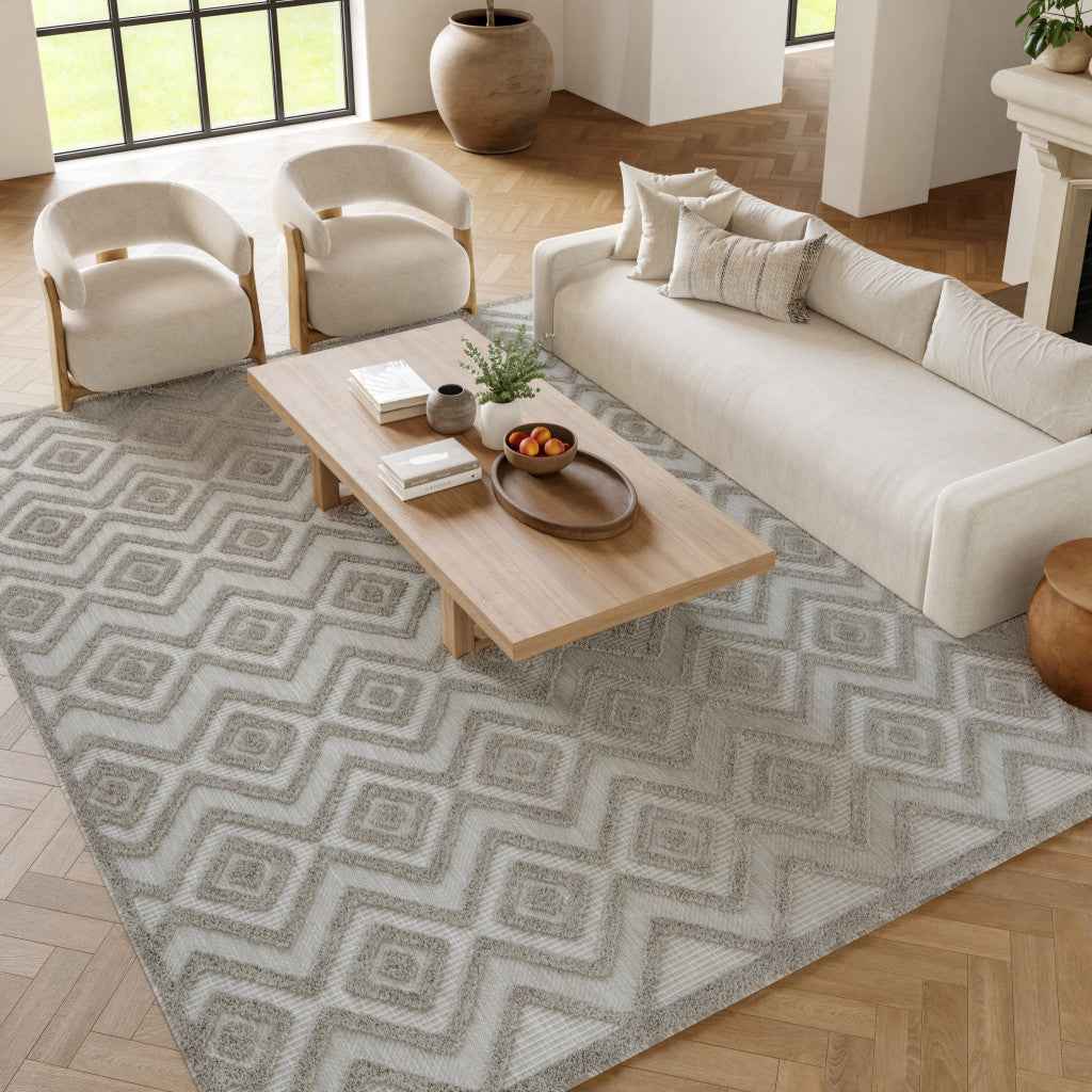 7' X 10' Gray Indoor Outdoor Area Rug
